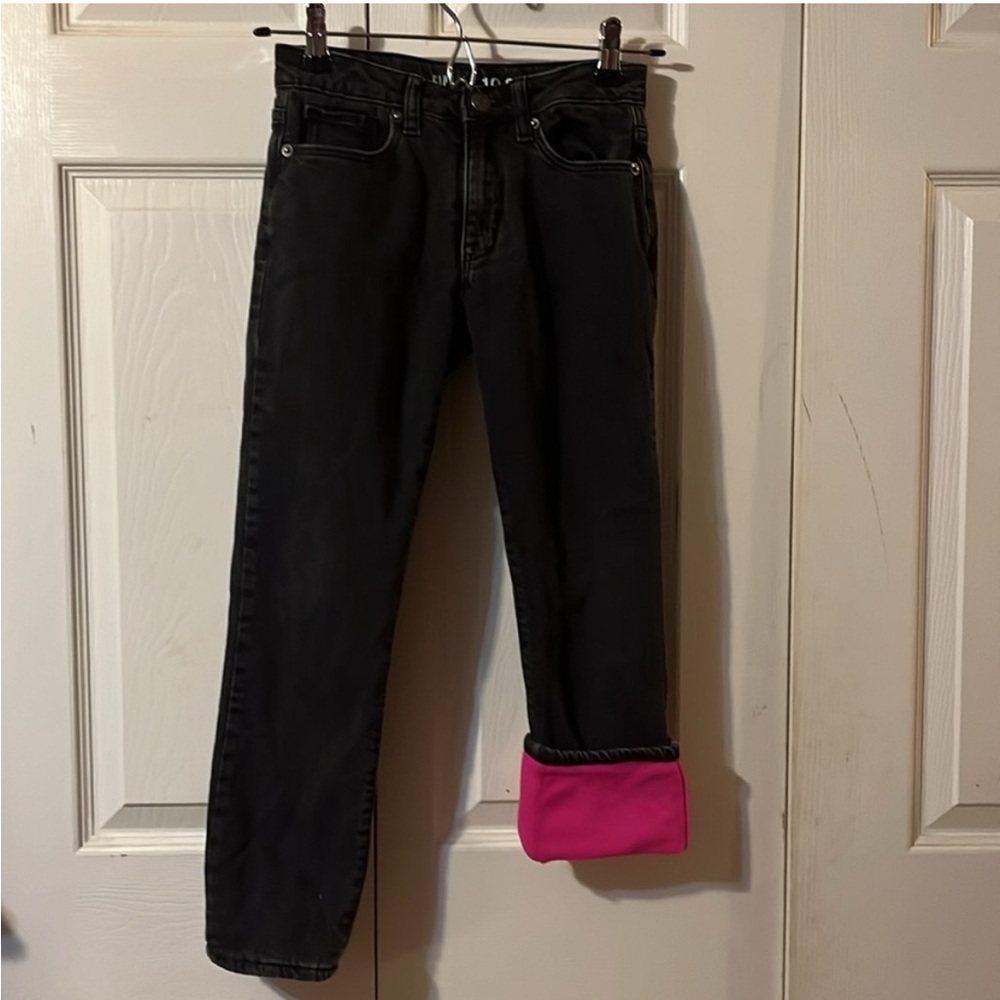 GAP Girl's Slim Black Fleeced Jeans, size 10.